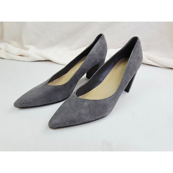 Marc Fisher Size 9M Womens Gray Leather Suede Caitlin Slip On Pointed Toe Shoes - Picture 6 of 14